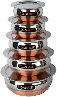 GALOOF New Copper Bottom Handi Pot 5 Piece Set/Steel Handi Set 5 Piece Set with lid handi Cookware Set HandI Handi 0.5 L, 0.8 L, 1.1 L, 1.6 L, 2.1 L with Lid Cookware Set