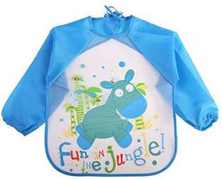 Little Warriors Quick Dry and Waterproof Full Sleeved Washable Waterproof Bib/Apron for Baby & Kids