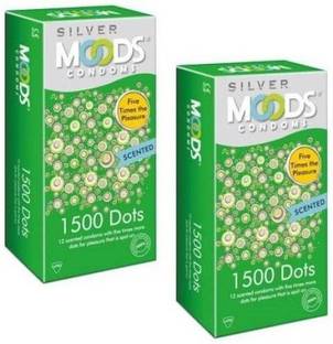 MOODS Silver 1500 Dots Scented 12 Scented Condoms with five times more dots for pleasure that is spot on Condom
