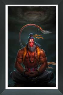 FRIZZY ARTS Hanuman Ji Framed Painting | Hanuman Ji | Hanuman Ji White Border Painting | Digital Reprint 20 inch x 14 inch Painting