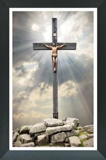 FRIZZY ARTS Jesus Christ Cross painting| Wall Art Painting | Digital Reprint 20 inch x 14 inch Painting