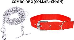 Hachiko Imported Best High Quality Dog Collar+Steel Chain(Combo of 2) Dog Collar & Chain