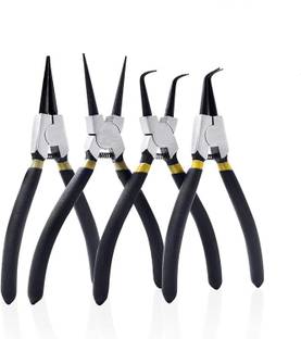 GSK Cut 4 Pack 7 inch Snap Ring Pliers Set Heavy Duty Internal / External Circlip Pliers Kit with Straight / Bent Jaw, Precision Spring Loaded Pliers for Ring Remover Retaining Circlip Plier