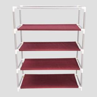 dbeautify 4 maroon havy PVC pipe lock provided shoe rack Plastic Shoe Stand