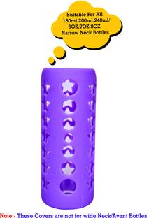 The Little Lookers Baby Feeding Bottle Silicone Warmer Cover/Sleeve Holder/Insulated Protection for Newborns/Infants/Babies (Pack of 1) (Purple, 240 ML)