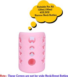The Little Lookers Baby Feeding Bottle Silicone Warmer Cover/Sleeve Holder/Insulated Protection for Newborns/Infants/Babies (Pack of 1) (Pink, 120 ML)