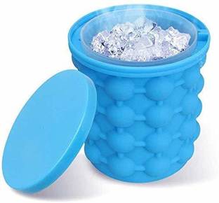 Fasholic 1 L Silicone Ice Cube Mold Ice Trays, Large Silicone Ice Bucket, (2 in 1) Ice Cube Maker, Round,Portable Ice Bucket