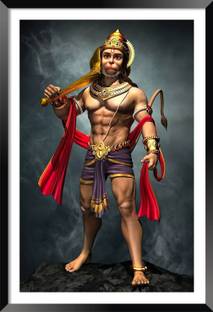 Bhawana Creation LORD HANUMAN JI ANIMATED PAINTING Digital Reprint 12 inch x 8 inch Painting