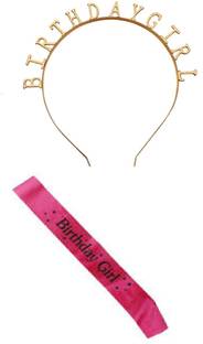 decokart birthday sash with birthday hair band