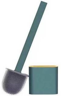 fragoza Silicone Bristles Toilet Brush with Holder Set Deep Cleaning No Slip Long Plastic Handle Quick Drying Flexible Clean Toilet Corner Easily Pack of 1 with Holder