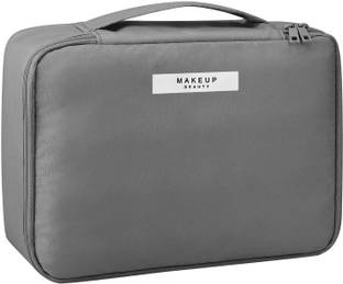 HOUSE OF QUIRK Makeup Bag Cosmetic Bag for Women Cosmetic Travel Makeup Bag Large Travel Toiletry Bag for Reusable Toiletry Bag - Grey Travel Toiletry Kit