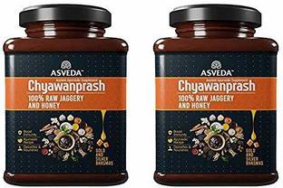 Asveda Sugarfree Chyawanprash - 1 Kg - Sona Chandi Bhasma - Immunity Booster - 100% Jaggery & Raw Honey (Sugar Free) - Chawanprash in Glass Jar - For all Adults & Kids (Pack of 2, 500 gm Each) …