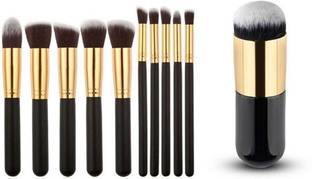 BUJANA'S Professional Series Makeup Brush Set & Chubby Makeup Foundation Brush