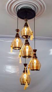 Prop It Up Pendant Light GOLDEN GLASS With Metal STYLIST FITTING BLACK/BRAWN Adjustable 5-Lights Hanging Lighting Pendant Lamp Fixture for Kitchen Island, Barn, Dining Room, Cafe, Farmhouse GL N/4 HL/5 Pendants Ceiling Lamp