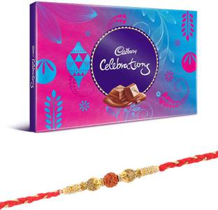 Cadbury Celebration Chocolate Hamper | Premium Fish Rakhi | Premium Fish Rudraksha Rakhi | Surprise Rakhi Gift SF4/Fish21 Combo