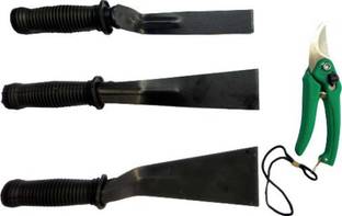 ERIN Khurpi Set of 3, (1 Inch Khurpi, 2 Inch Khurpi, 3 Inch Khurpi) with Flower Cutter Khurpa Set of 3 Garden Tool Kit