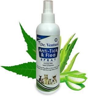 Dr Venture Anti-Tick And Flea Spray For All Breeds Like Dogs, Cats And Puppies Kills & Repels Fleas, Ticks And Lice Enriched With Neem And Aloevera 200 ml Pack of 1 200 ml Pet Coat Cleanser