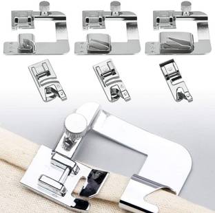 SYGA SYGA Rolled Hem Presser Foot-6 Sizes 3 Wide Rolled Hem Foot (4/8,6/8,8/8Inch) & 3 Narrow Foot Hemmer Set (3/4/6mm) Hemming Presser Feet For Most Low Shank Sewing Machines Presser Foot- Set of 6, Stainless Steel Rolled Hem Presser Foot with Low Shank