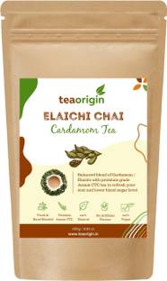 Tea Origin Cardamom Tea | 100% Natural Ingredients | Assam CTC Tea, Cardamom | Rich in Antioxidants, Promotes Liver Health & Immunity, Relieves Stress | 250gm | Serves 100+ Cups Cardamom Herbal Tea Pouch