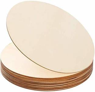 DI-KRAFT Round Circle MDF (Pine Wood) 12 inch Board for Art and Craft-2.5mm Thick Unfinished Round Wood Slices for Resin Art, Mandala Art, Pyrography, Painting (Set of 10) Pine Wood Veneer