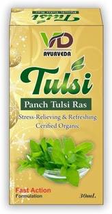 VD Ayurveda Tulsi Panch Tulsi Ras | Stress Relieving | Refreshment | Soar Throat | Chronic Fever | Constipation | Acidity | General Diabetes