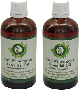R V Essential Wintergreen Essential Oil (100ml+100ml) Pack of Two- Gaultheria Procumbens (100% Pure and Natural Steam Distilled)