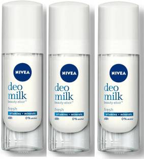 NIVEA Deo Milk Beauty Elixir Fresh Deodorant Roll on Each 40ml Pack of 3 Deodorant Roll-on  -  For Women