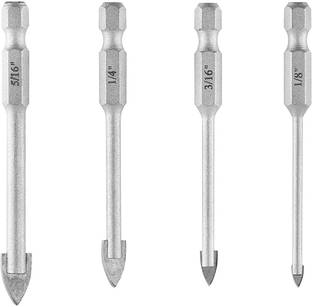 A&S TOOLSHOP 4 Piece Glass Tile Drill Bits Set Tungsten Carbide Tipped Spear Head Ceramic Tile Marble Mirror Drill Bits