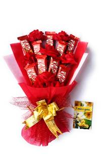 FluteRey 9 KITKAT CHOCOLATE BOUQUET WITH I MISS U CARD Paper Gift Box