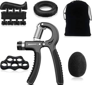 Tormeti Hand Grip Strengthener Forearm Trainer Kit 5Pack,Adjustable Hand Gripper(11-132lbs)&Resisitance Finger Exerciser&Grip Ring&Finger Stretcher&Hand Therapy Ball for Athletes Fitness Accessory Kit Kit