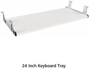 UniAart Heavy Duty Wooden Keyboard Tray with Height Adjustable – Perfect Options for Office and Home Desk (White, 10.1 cm x 24 Inch) Keyboard Tray