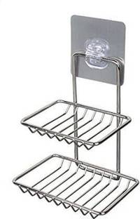 jaytik Wall mount Self-Adhesive Stainless Steel Double-Layer Soap Dish Holder
