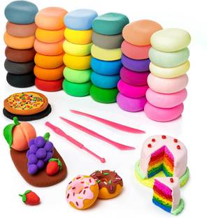 Shopex DIY Colourful Non-Toxic Modeling Clay Air Dry Bouncing Clay with Tools (2 Set 24 Pcs)