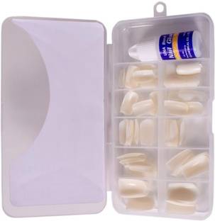 UniTale Shining 100 Pcs Best French Artificial Fake Nails Nail art Nail Extension With 1 Pcs Glue White