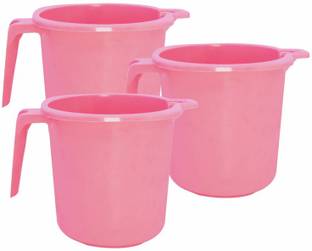 Morvi Wonder Plastic Prime Dyna 1000 LT Plastic Mug for Home/Kitchen/Office, Set of 3, 950 ml, Pink Color, Made in India Plastic Bath Mug