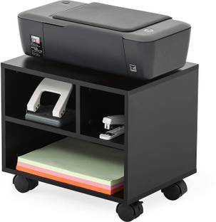PRITI FITUEYES Printer Stand On Wheels Mobile Under Desk Work Cart, White Engineered Wood Open Book Shelf