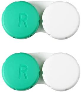 Gold Look Contact Lens Cases 2PCS RFID Blocking Container Eyewear Accessory Travel Eyes Care L R Marked Holder Plastic Labelled Portable Soaking Box