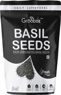 Grooboz Raw Basil Seeds - Raw Super Food For Protein | Iron | Folic acid and Dietary Fibre |Calcium | Anti-Oxidants for Weight Loss Basil Seeds