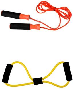 UNITRIM Skipping Rope and Chest Expander Resistance Tube Combo Fitness Accessory Kit Kit