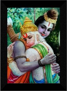 Priyanshi Craft Ram hanuman Digital Reprint 10 inch x 8 inch Painting
