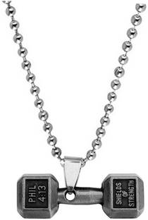 Shiv Jagdamba Fitness Gym Antique Finish Dumbbell Shields of Strength Locket Rhodium Zinc, Metal Pendant Rhodium Zinc, Metal Pendant