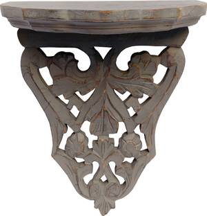 The Urban Store Decorative Wooden Corbels Shelf Brackets with Rustic Solid Wood Contemporary and Modern Shelf Bracket with Distressed Grey Finish (TUSWD54) Wooden Wall Shelf
