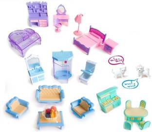 Quasar Sweet Home Doll House Toy Set with Home Accessories for Kids Accessories Kit Beauty & Bag Toy Set Pretend Play Doll Toy