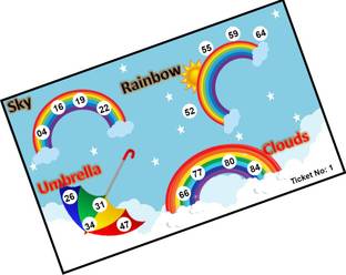 Tambola Tickets Triple Rainbow Monsoon Theme Bingo Housie tickets for Tambola Game (Set of 27 Cards, Printed on Hard Sheet, Premium Quality, Big Size) Board Game Accessories