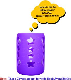 The Little Lookers Baby Feeding Bottle Silicone Warmer Cover/Sleeve Holder/Insulated Protection for Newborns/Infants/Babies (Pack of 1) (Purple, 120 ML)