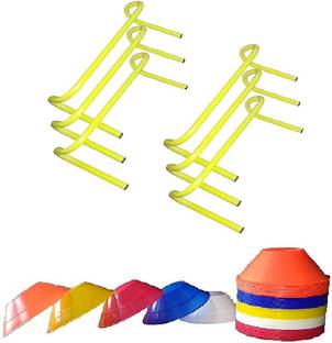 CF SPORTS Agility Hurdle 6 inch Set of 6 pcs | Football Speed Hurdle Free 10 Saucer Cone Football & Fitness Kit