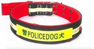 Rvpaws Durable Integrated Police Dog Neon Color Nylon Patch Padded Collar for Maxi and Large Dogs (20-26 Inch) Plain Dog & Cat Collar Charm
