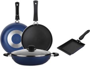 Steren GREBLON Non Stick Gas Stove Compatible (Blue) Non-Stick Coated Cookware Set