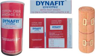 DYNAFIT Cotton Crepe Bandage Roll For Pain Relief 15CM * 4MT Crepe Bandage