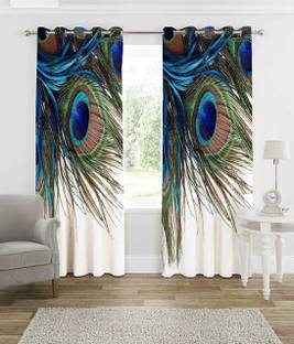 Panipat Handloom 213 cm (7 ft) Polyester Room Darkening Door Curtain (Pack Of 2)